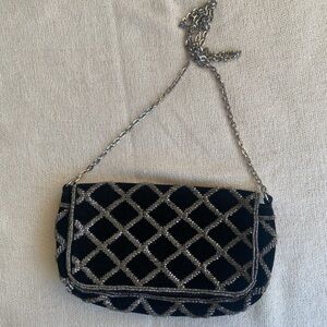 H&M black velvet clutch with beadings